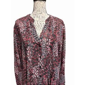 Style&co. Women’s Plus Floral Printed Pintucked Blouse Polyester Size 1X